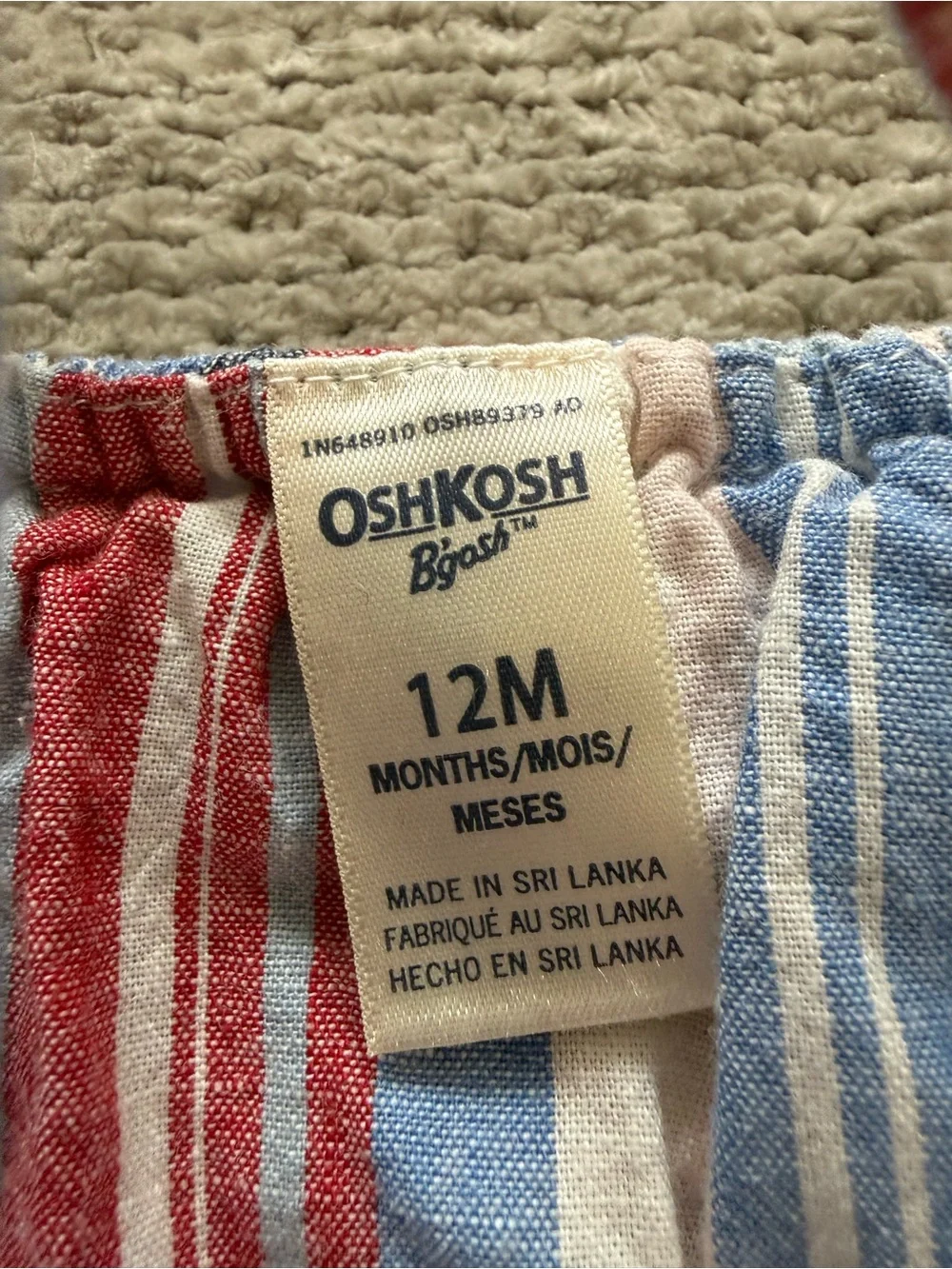 OshKosh B’Gosh Baby Girl‎ Striped Sundress Red Blue White 12M Tiered